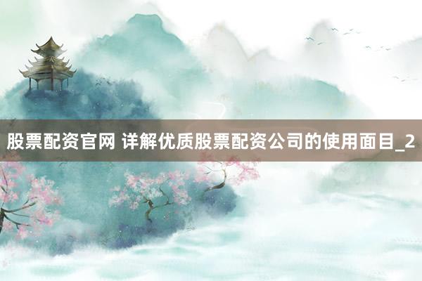 股票配资官网 详解优质股票配资公司的使用面目_2